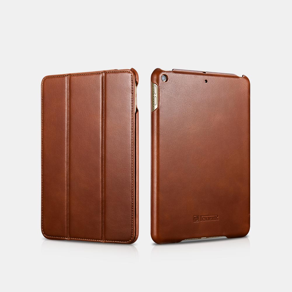genuine calf leather folio case for iPhone 13 mini caramel