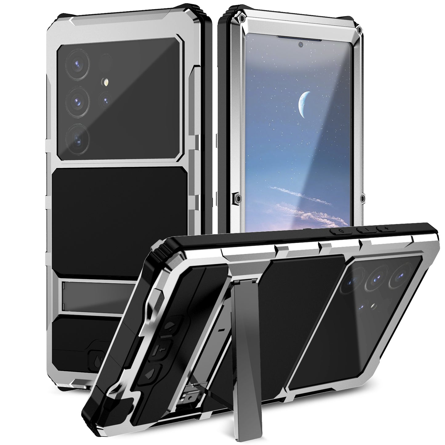 R-Just King Kong Kickstand Lens Protector IP54 Metal Outdoor Military Heavy Duty Case Cover