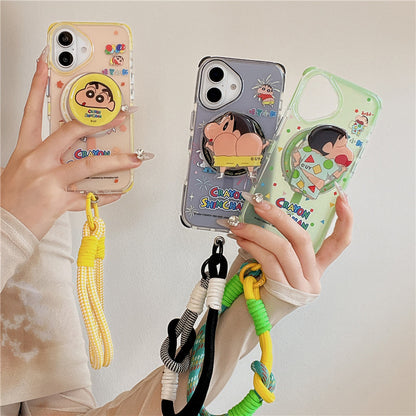 Crayon Shin-chan MagSafe Shockproof Case with Lanyard & Magnetic Airbag Grip Bracket