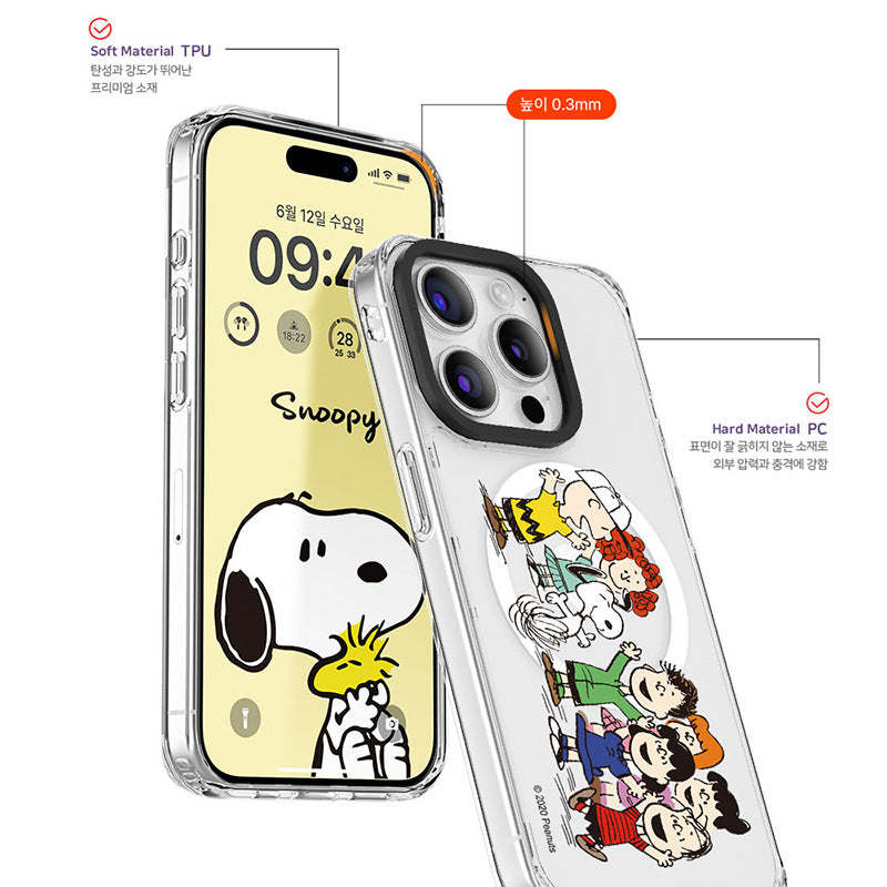 Peanuts Snoopy MagSafe Shockproof Clear Case Cover