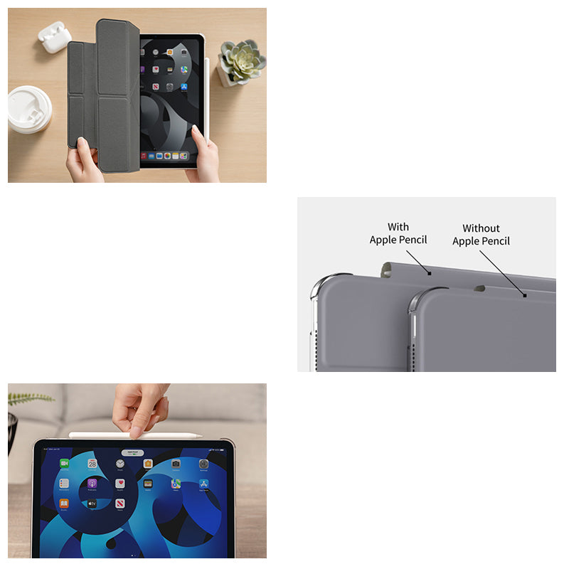 SwitchEasy Origami Nude Folding Folio Clear Apple iPad Case with Magnetic Pencil Storage