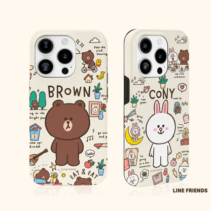 Line Friends Graffiti Dual Layer TPU+PC Shockproof Guard Up Combo Case Cover