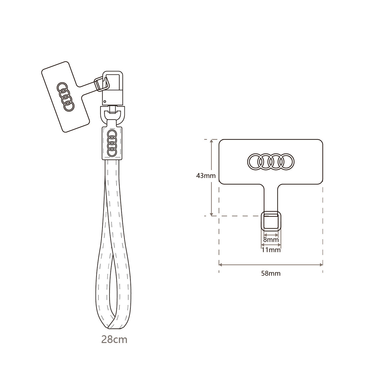 AUDI Synthetic Leather Handstrap Phone Lanyard - GT D1