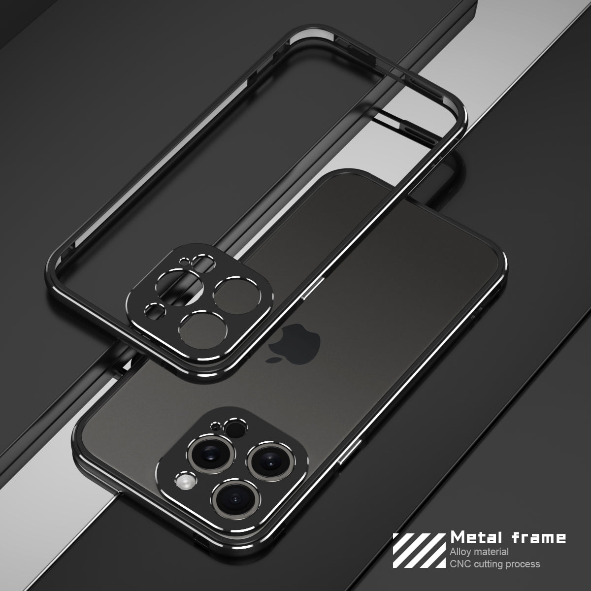 Ultra Slim Metal Frame Bumper Case with Lens Cover for iPhone  15/14/Plus/Pro/Max