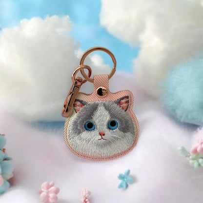 Nimmy Friends Big Eyes Cute Pets Embroidery Apple AirTag Case Holder Keychain Locator