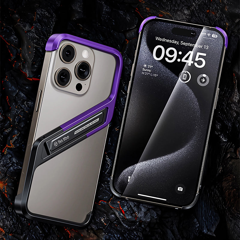 Armor King Geometric Fulcrum Kickstand Frameless Metal Case Cover