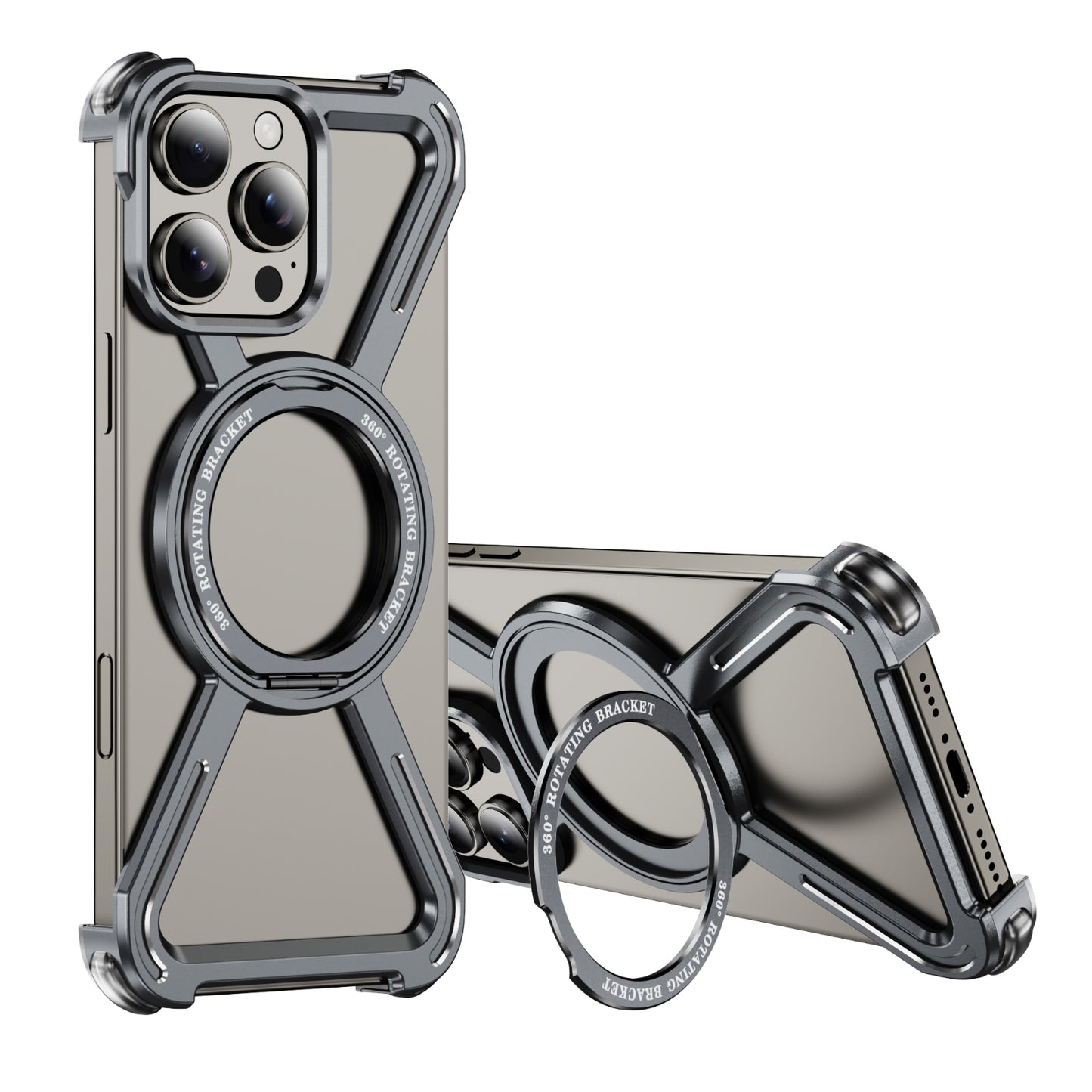 Armor King Harness MagSafe Pivot Ring Stand Air Cushion Metal Case Cover