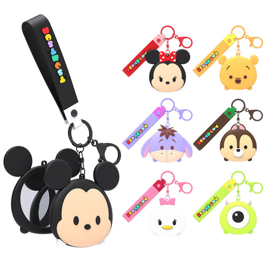 Disney Tsum Tsum Handy Mirror Key Ring Doll Pendant Keychain Anti-lost Lanyard