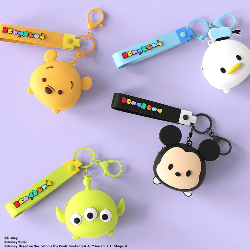 Disney Tsum Tsum Soft Pouch Key Ring Doll Pendant Keychain Anti-lost Lanyard