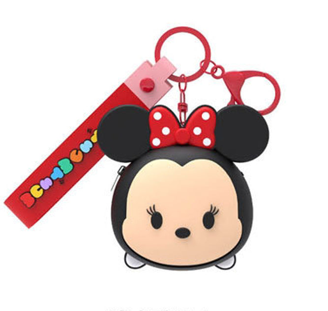 Disney Tsum Tsum Soft Pouch Key Ring Doll Pendant Keychain Anti-lost Lanyard