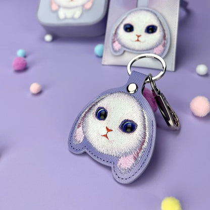 Nimmy Friends Big Eyes Cute Pets Embroidery Apple AirTag Case Holder Keychain Locator