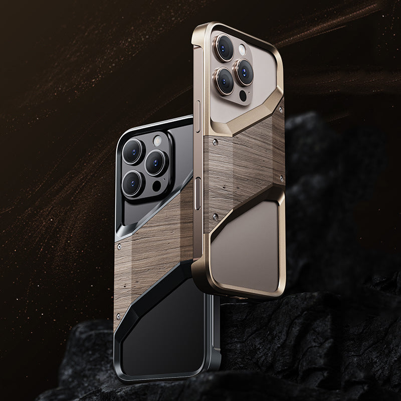 Armor King Solid Wood + Aluminum Alloy Heat Dissipation Bezel-less Metal Case Cover