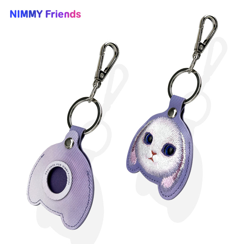 Nimmy Friends Big Eyes Cute Pets Embroidery Apple AirTag Case Holder Keychain Locator