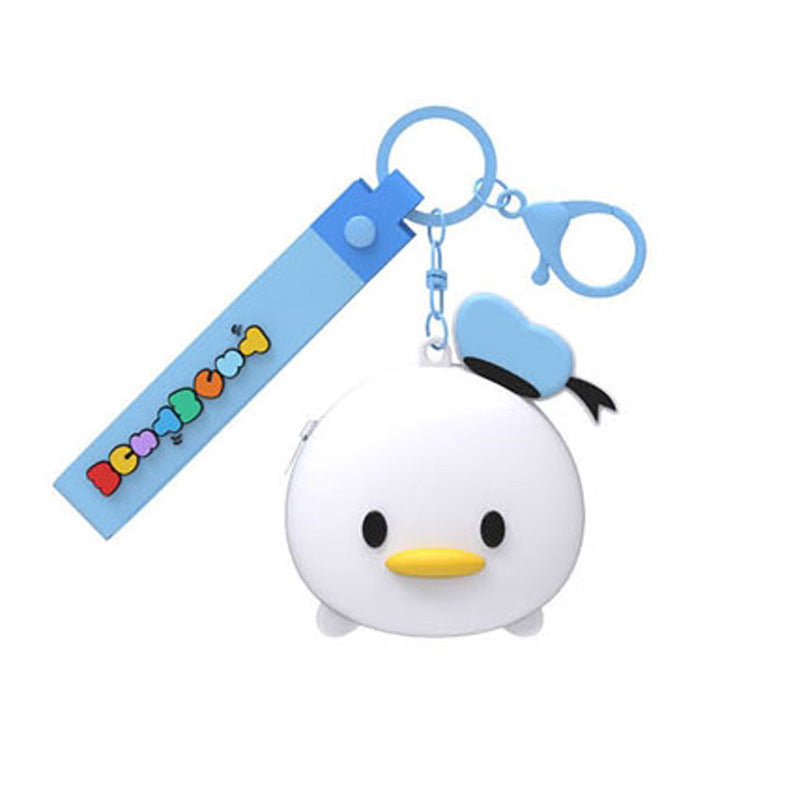 Disney Tsum Tsum Soft Pouch Key Ring Doll Pendant Keychain Anti-lost Lanyard