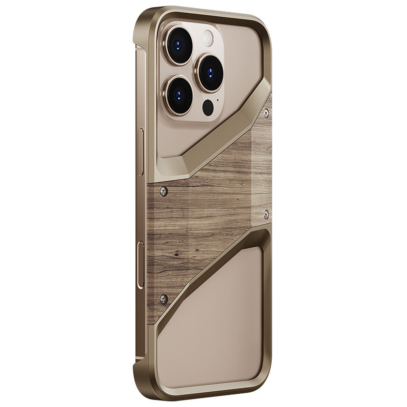 Armor King Solid Wood + Aluminum Alloy Heat Dissipation Bezel-less Metal Case Cover