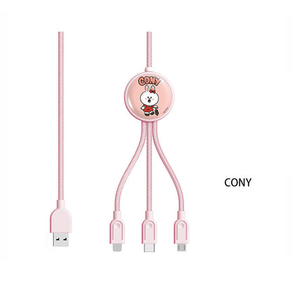 Line Friends 3-in-1 Braided Wire Charging Cable