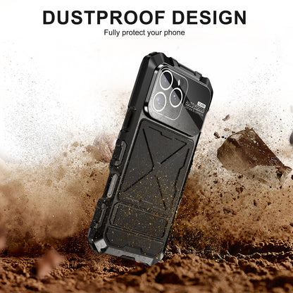 R-Just Kickstand Military-Grade Shockproof Heavy Duty Metal Snap Case Cover