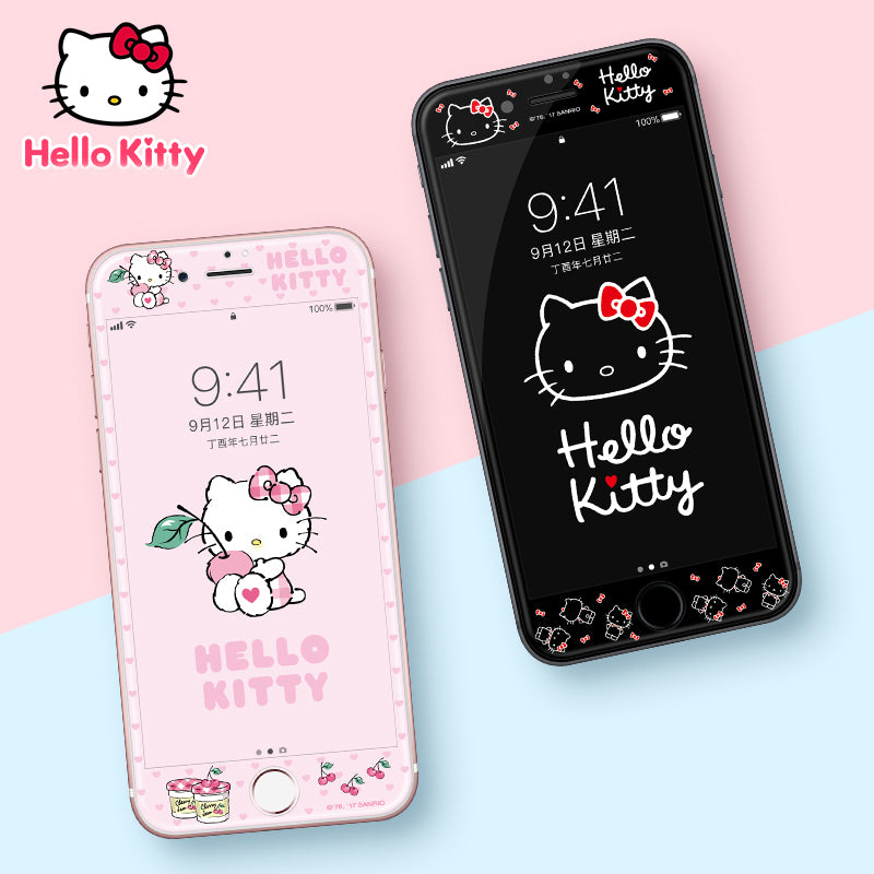 Hello Kitty Glitter 9H Tempered Glass Screen Protector w/ Back