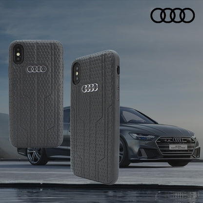 Audi Handyhülle Case iPhone 14 Pro Serie Q8 schwarz Echtleder Logo 6,1  Zoll, Kantenschutz
