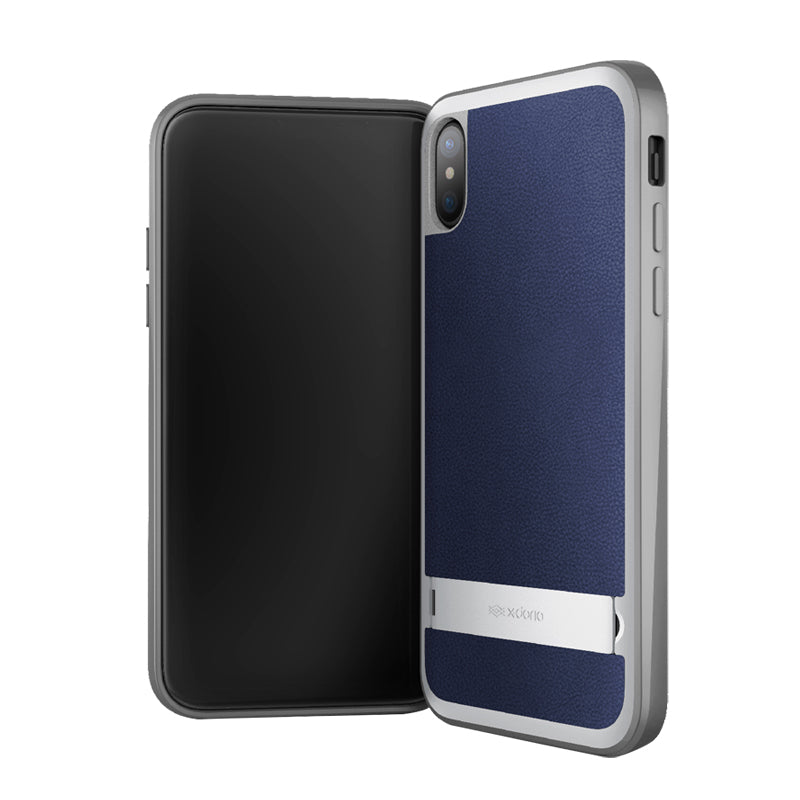 X-Doria Stander Aluminum Frame Hidden Stand Leather Protective Case for Apple iPhone XS/X