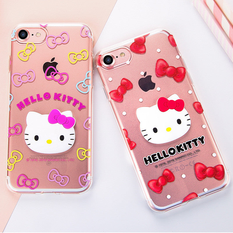 GARMMA Hello Kitty 3D Cathead Transparent TPU Soft Back Cover Case