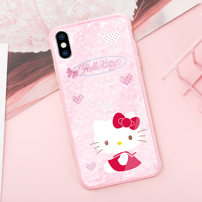 X Doria Hello Kitty Pink Seashell Tempered Glass Back Case Cover